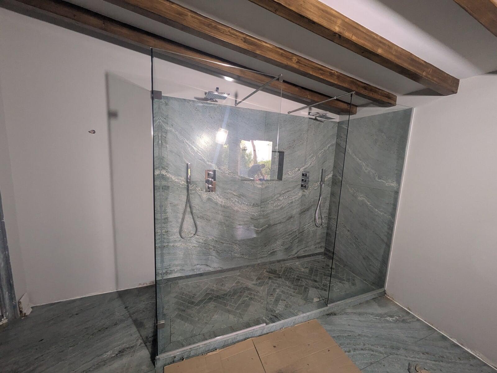 resguardo duche duplo portas de abrir em vidro