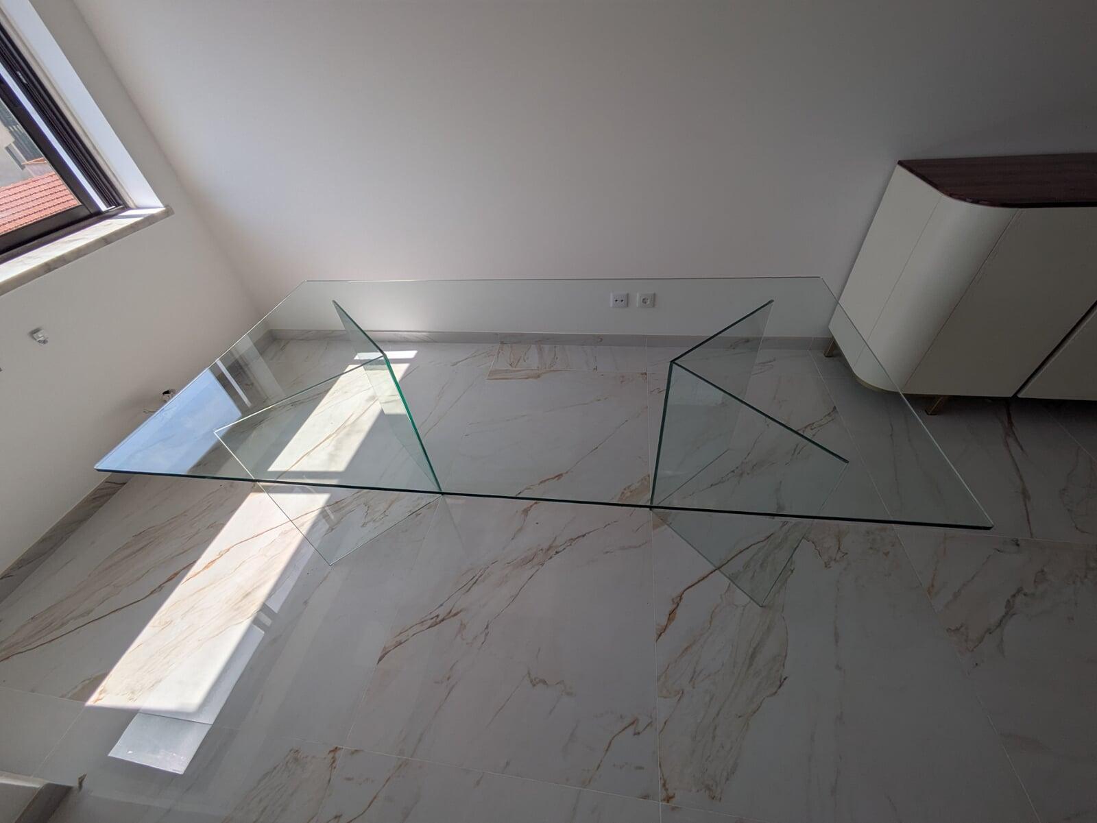 tampo secretária vidro transparente